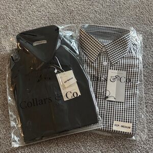 Collars & Co. Black and Black Gingham Checkered Dress Shirts